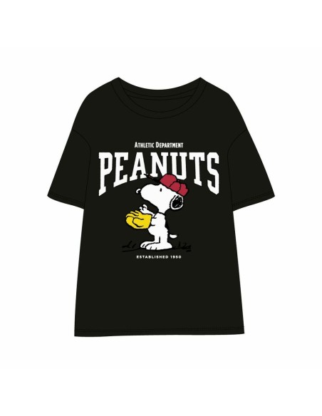 Camiseta de Manga Corta Mujer Snoopy Negro | Tienda24 Tienda24.eu