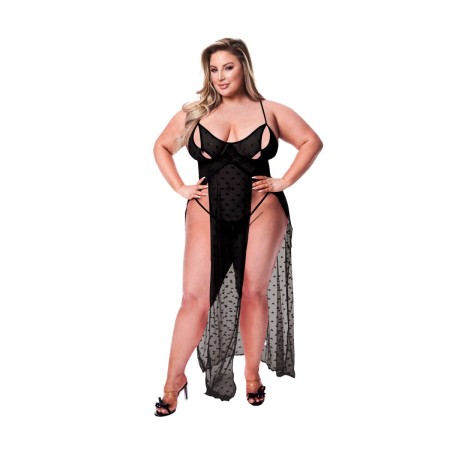 Poupées Baci Lingerie Gown & G-string Noir Queen size 2 Pièces | Tienda24 - Global Online Shop Tienda24.eu