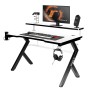 Mesa de Escritorio Gaming Huzaro HZ-Hero 5.0 White Blanco Negro Fibra de carbono 120 x 60 cm | Tienda24 Tienda24.eu