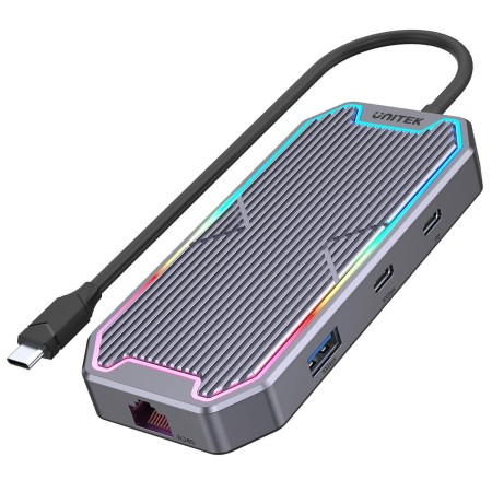 USB Hub Unitek PERUTKHUB0049 RGB Aluminium | Tienda24 Tienda24.eu