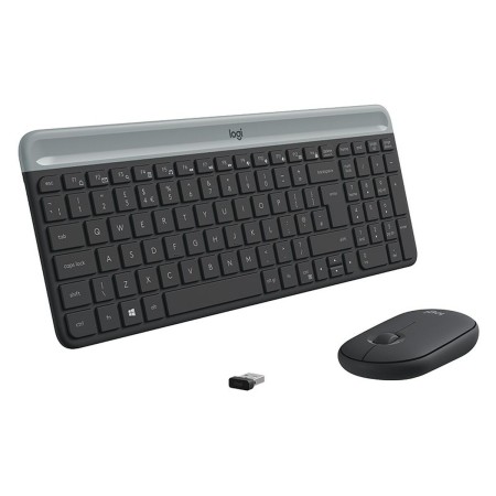 Teclado y Ratón Logitech MK470 Gris Grafito Qwerty US | Tienda24 Tienda24.eu