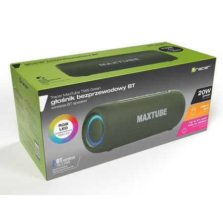 Altifalante Bluetooth Portátil Tracer MaxTube Verde 20 W | Tienda24 Tienda24.eu