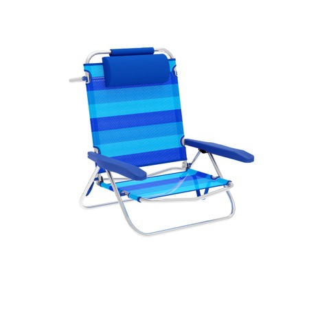 Marbueno Chaise Pliante 5 Positions Aluminium avec Coussin Rayures Bleues Plage et Piscine 61X68X82 cm 10242 de Marbueno, Cha...