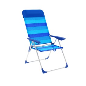 Marbueno Chaise Pliante 5 Positions Aluminium avec Coussin Rayures Bleues Plage et Piscine 69X58X109 cm 10248 de Marbueno, Ch...