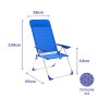 Marbueno Chaise Pliante 5 Positions Aluminium avec Coussin Bleu Plage et Piscine 69X58X109 cm 10249 de Marbueno, Chaises plia...