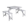 Set Marbueno Tavolo e 4 Sedie con Foro Ombrello Pieghevole Alluminio Grigio Campeggio e Spiaggia 136X85X67 cm 10439 di Marbue...