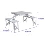 Marbueno Conjunto de Mesa e 4 Assentos c/ Furo p/ Guarda-Sol Dobrável Aluminio Cinza Camping e Praia 136X85X67 cm 10439 de Ma...