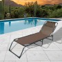 Marbueno Cadeira de Aço Dobrável com Almofada para Jardim e Piscina 190X58X27 cm Marrom 10001 de Marbueno, Espreguiçadeiras -...