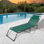 Marbueno Cadeira Dobrável Aço com Almofada Jardim e Piscina 190X58X27 cm Verde 10002 de Marbueno, Espreguiçadeiras - Ref: D14...