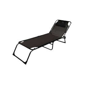 Marbueno Sdraio Pieghevole Acciaio con Cuscino Giardino e Piscina 190X58X27 cm Nera 10004 di Marbueno, Lettini - Rif: D140077...