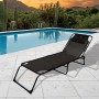 Marbueno Chaise Longue Pliante Acier Avec Coussin Jardin et Piscine 190X58X27 cm Noire 10004 de Marbueno, Bains de soleil - R...