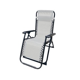 Marbueno Transat Pliante Acier Avec Coussin Jardin et Piscine 90X66X108 cm Gravité Zéro Gris 10009 de Marbueno, Chaises plian...