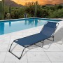 Marbueno Cadeira de Jardim e Piscina Dobrável de Aço Com Almofada Azul 190X58X27 cm 10003 de Marbueno, Espreguiçadeiras - Ref...