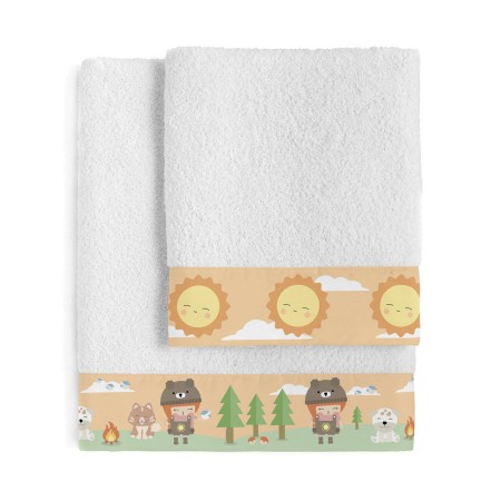 Ensemble de serviettes de toilette HappyFriday Happynois Camping Multicouleur 2 Pièces de HappyFriday, Serviettes de bain - R...