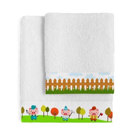 Towel set HappyFriday Mr Fox Piggys Multicolour 2 Pieces by HappyFriday, Towels - Ref: D1614183, Price: 35,62 €, Discount: %