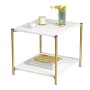 Mesa de apoio Romimex Branco Dourado Metal Madeira MDF 40 x 43 x 40 cm de Romimex, Jogos de móveis - Ref: D1617369, Preço: 72...