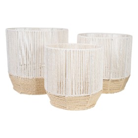 Set de pots de fleurs Romimex Blanc Corde (3 Pièces) de Romimex, Cache-pots - Réf : D1620158, Prix : 51,99 €, Remise : %