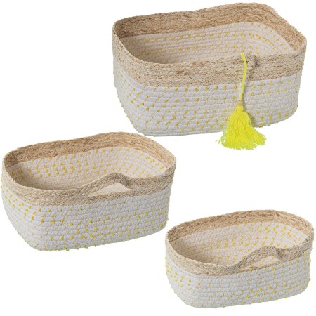 Juego de Cestos Alexandra House Living 03775 Blanco Mimbre Ratán Fibra natural (3 Unidades) | Tienda24 - Global Online Shop Tienda24.eu