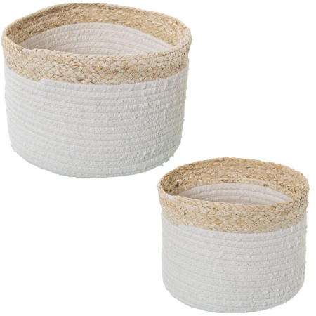 Set di Cesti Alexandra House Living 03778 Bianco vimini Rattan Fibra naturale (2 Unità) | Tienda24 - Global Online Shop Tienda24.eu