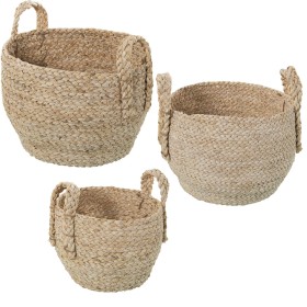 Conjunto de Cestos Alexandra House Living 03768 Castanho vime Rotim Fibra natural (3 Unidades) | Tienda24 - Global Online Shop Tienda24.eu