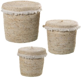 Set of Baskets Alexandra House Living 03786 Brown Green wicker Rattan Natural Fibre (3 Units) | Tienda24 - Global Online Shop Tienda24.eu