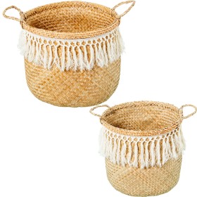 Set of Baskets Alexandra House Living 03793 Black wicker Rattan Natural Fibre (3 Units) | Tienda24 - Global Online Shop Tienda24.eu