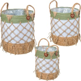 Set of Baskets Romimex 843730000 Black Natural Rope 3 Pieces | Tienda24 - Global Online Shop Tienda24.eu