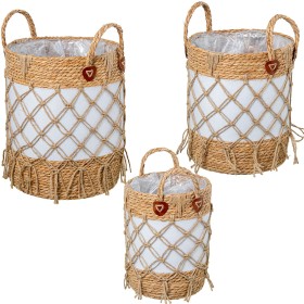 Set of Baskets Alexandra House Living 03840 Brown Wood wicker Rattan (3 Units) | Tienda24 - Global Online Shop Tienda24.eu