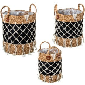 Set of Baskets Romimex 843730000 Black Natural Rope 3 Pieces | Tienda24 - Global Online Shop Tienda24.eu