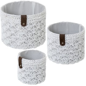 Set of Baskets Romimex 844146 White Natural Fibre 3 Pieces | Tienda24 - Global Online Shop Tienda24.eu