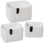 Conjunto de Cestos Alexandra House Living 03817 Branco vime Rotim Fibra natural (3 Unidades) | Tienda24 - Global Online Shop Tienda24.eu