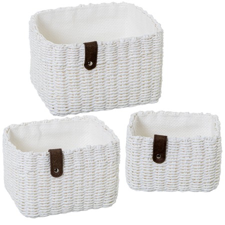 Set di Cesti Alexandra House Living 03817 Bianco vimini Rattan Fibra naturale (3 Unità) | Tienda24 - Global Online Shop Tienda24.eu