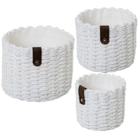 Conjunto de Cestos Alexandra House Living 03854 Branco Madeira Papel (3 Unidades) | Tienda24 - Global Online Shop Tienda24.eu