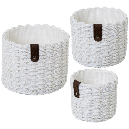 Juego de Cestos Alexandra House Living 03818 Blanco Mimbre Ratán Fibra natural (3 Unidades) | Tienda24 - Global Online Shop Tienda24.eu