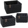 Set of Baskets Alexandra House Living 03821 Black wicker Rattan Natural Fibre (3 Units) | Tienda24 - Global Online Shop Tienda24.eu