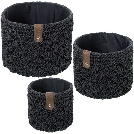 Conjunto de Cestos Alexandra House Living 03822 Preto vime Rotim Fibra natural (3 Unidades) | Tienda24 - Global Online Shop Tienda24.eu