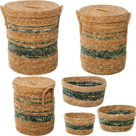 Set di Cesti Alexandra House Living 03793 Nero vimini Rattan Fibra naturale (3 Unità) | Tienda24 - Global Online Shop Tienda24.eu