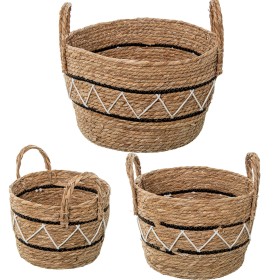 Set di Cesti Alexandra House Living 03793 Nero vimini Rattan Fibra naturale (3 Unità) | Tienda24 - Global Online Shop Tienda24.eu