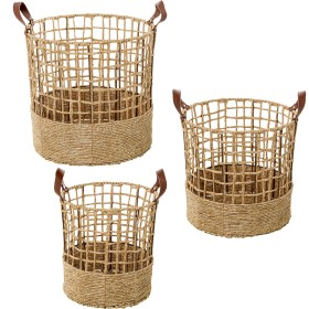 Set of Baskets Alexandra House Living 03843 Brown Wood wicker Rattan (3 Units) | Tienda24 - Global Online Shop Tienda24.eu