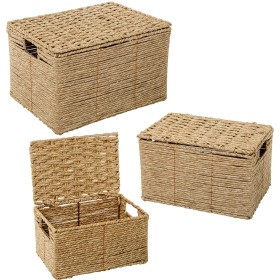 Korbsatz Alexandra House Living 03793 Schwarz korb Rattan Naturfaser (3 Stück) | Tienda24 - Global Online Shop Tienda24.eu