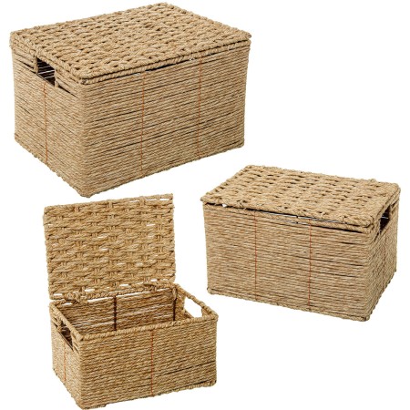 Korbsatz Alexandra House Living 03851 Braun Holz korb Rattan (3 Stück) | Tienda24 - Global Online Shop Tienda24.eu