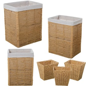 Set of Baskets Alexandra House Living 03843 Brown Wood wicker Rattan (3 Units) | Tienda24 - Global Online Shop Tienda24.eu