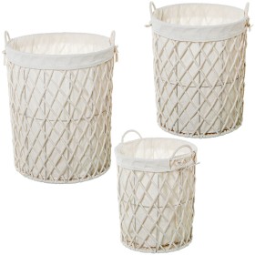 Conjunto de Cestos Alexandra House Living 03775 Branco vime Rotim Fibra natural (3 Unidades) | Tienda24 - Global Online Shop Tienda24.eu