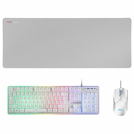 Tastiera e Mouse Mars Gaming MCPXWES Bianco Qwerty in Spagnolo QWERTY LED RGB di Mars Gaming, Set tastiera e Mouse - Rif: S02...