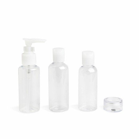 4-in-1 Travel Liquid Dispenser IDC Institute Transparent Plastic 4 Pieces Set | Tienda24 - Global Online Shop Tienda24.eu