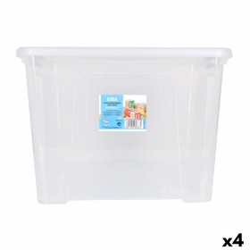 Caixa de Armazenagem com Tampa Dem Kira Plástico Transparente 32 L 42 x 36 x 30 cm (4 Unidades) de Dem, Caixas e baús de arru...