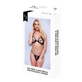 Set di Lingerie Baci Lingerie Crotchless G- Nero M/L 2 Pezzi