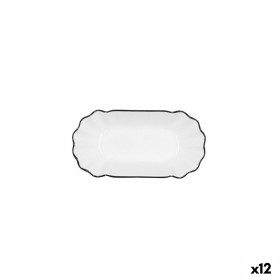 Snack tray Quid Gastro White Black Ceramic 20,5 x 11 x 3,5 cm (12 Units) by Quid, Plates and dishes - Ref: S2710833, Price: 2...