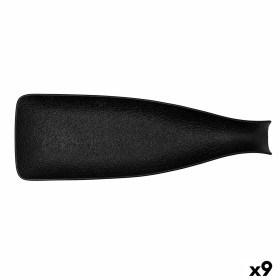 Snack tray Bidasoa Fosil Black Ceramic Aluminium Oxide Bottle 38,5 x 12,7 x 4,8 cm (9Units) by Bidasoa, Plates and dishes - R...