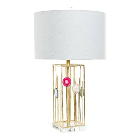 Lâmpada de mesa DKD Home Decor Branco Poliéster Metal Cristal 220 V Dourado 60 W (41 x 41 x 72 cm) de DKD Home Decor, Candeei...